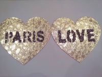 Нашивка Аппликация серебро золото Эко кожа PARIS LOVE