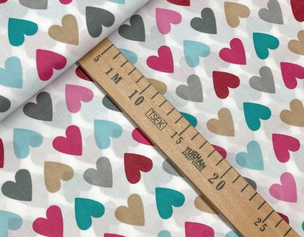 Хлопок Польша Цветные сердца