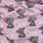 Фланель Польша Мишка-девочка на розовом 160см.