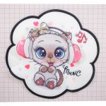 Нашивка 20*18см  Котик наушники
