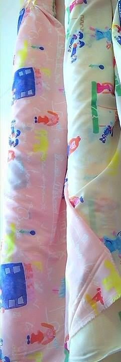 Шифон Софт  Детский рисунок на светло-желтом